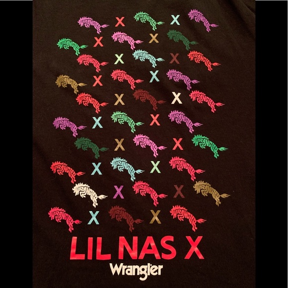 Wrangler x Lil Nas X Black Multi Colored Logo Tee - Picture 3 of 4